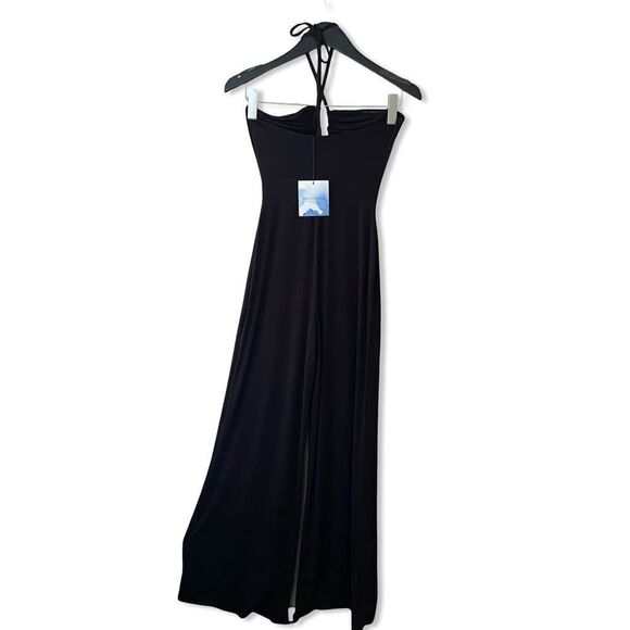 NWT Majorelle Mika Jumpsuit Black jersey wide leg halter tie Revolve S - Picture 4 of 14